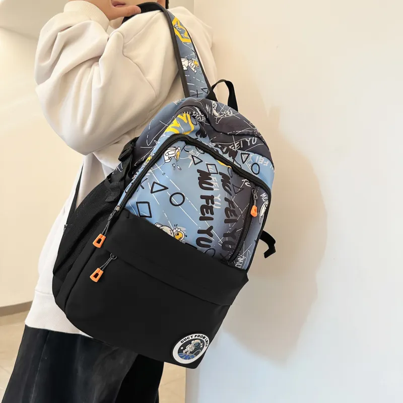 BAODIDAISHU Nylon Fabric Backpack Regular Men's Gray/Green/Blue-7
