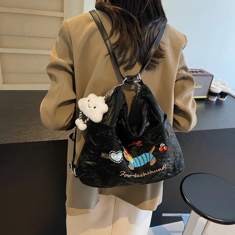 BAODIDAISHU PU Double Shoulder Crossbody Bag, Shoulder Bag Regular Women's Black/Beige/Silver/Coffee-18