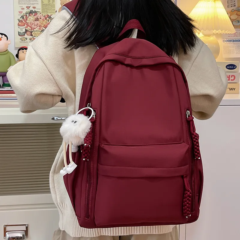 BAODIDAISHU Nylon Fabric Backpack Regular Unisex Burgundy/Black/White/Yellow/Violet-2