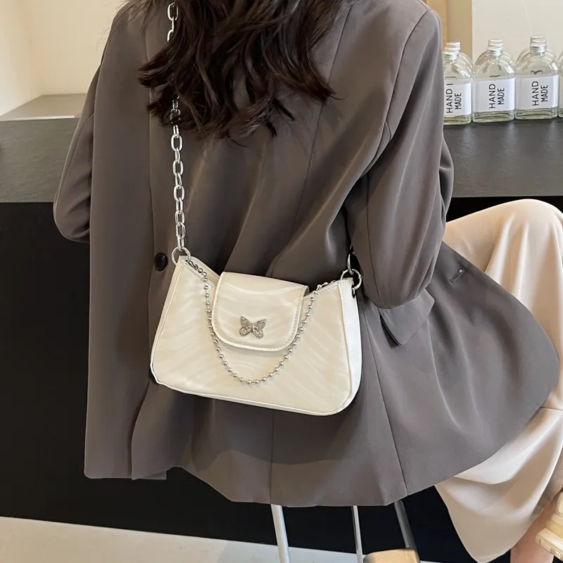 BAODIDAISHU PU Underarm Crossbody Bag, Shoulder Bag Women's Silver/White/Black-7