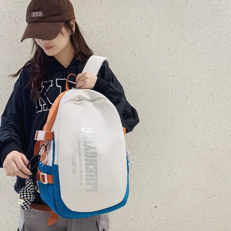 HCXK Nylon Backpack Unisex Black/Gray/Blue/Purple/Orange-20