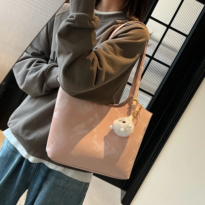 BAODIDAISHU PU Tote Bag, Shopping Bag, Shoulder Bag Regular Women's Black/Beige/Brown/Pink-18