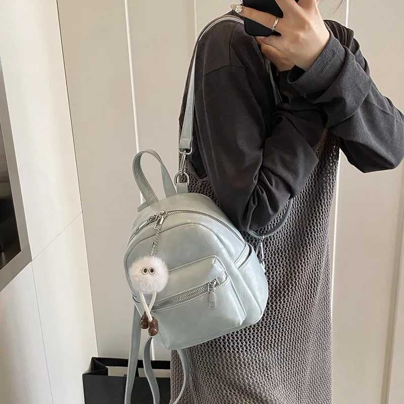 BAODIDAISHU PU Small Backpack Women's White/Light Gray/Black/Blue/Pink-24