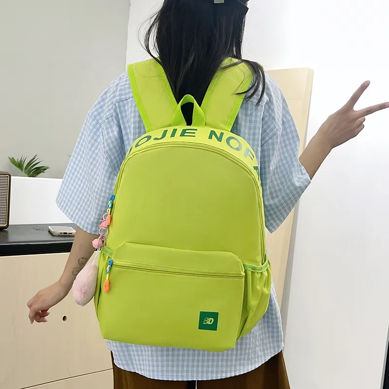 BAODIDAISHU Nylon Backpack Regular Unisex White/Pink/Yellow/Green/Blue-9