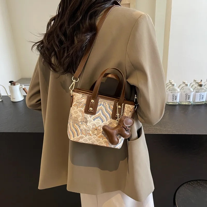 BAODIDAISHU PU Bucket Bag, Shoulder Bag, Crossbody Bag, Handbag Regular Women's Ecru/Black/Coffee/Brown-9