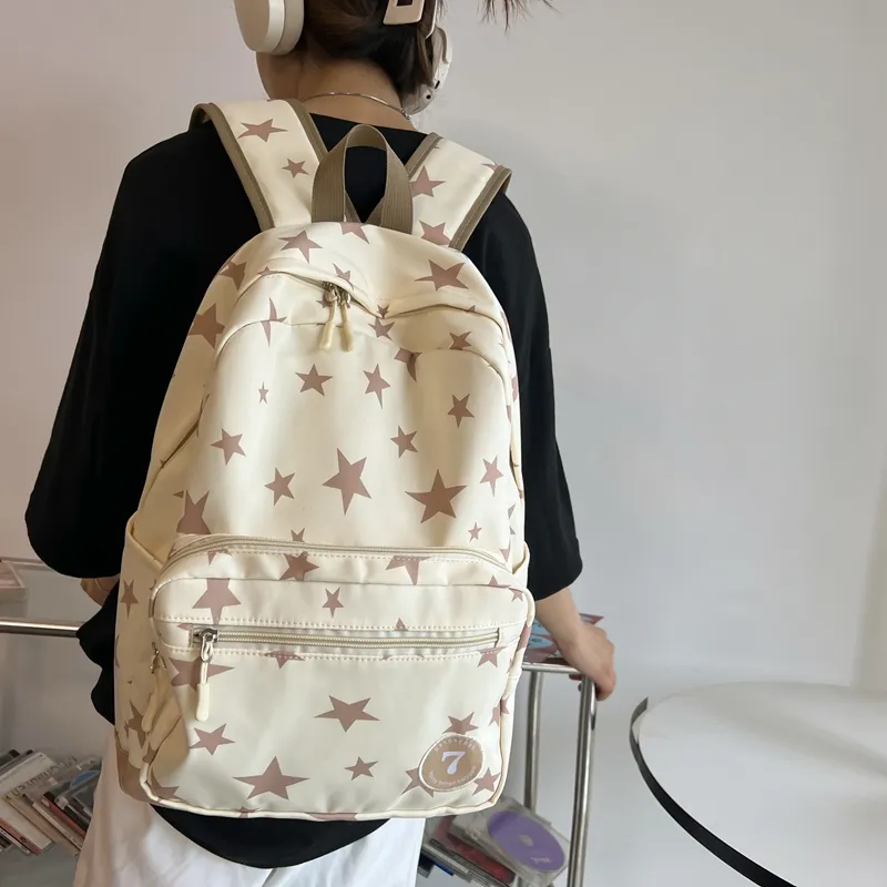 BAODIDAISHU Nylon Backpack Regular Women's Beige/Black/Blue/Pink-4