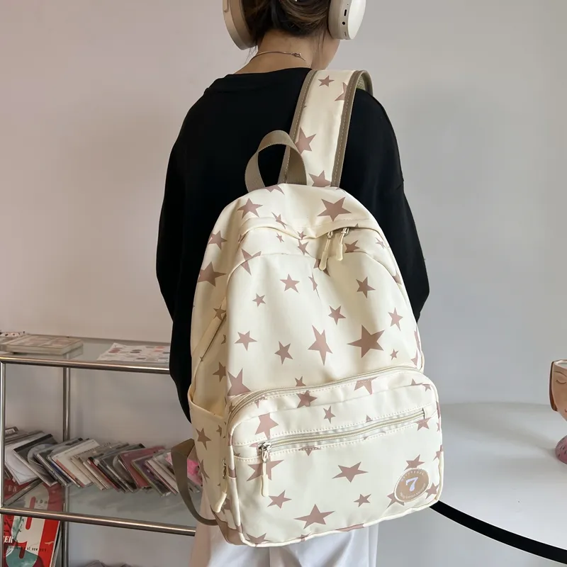 BAODIDAISHU Nylon Backpack Regular Women's Beige/Black/Blue/Pink-1