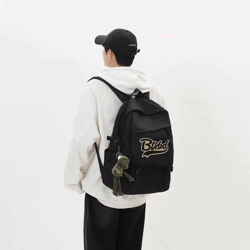 BAODIDAISHU Nylon Fabric Backpack Medium Size Unisex White/Gray/Black/Red-7