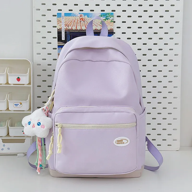 BAODIDAISHU Nylon Backpack Unisex Yellow/Black/Light Gray/Blue/Purple/Green-20