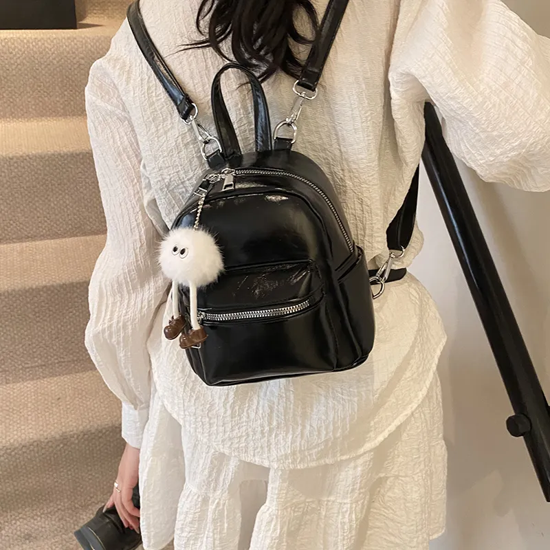 BAODIDAISHU PU Small Backpack Women's White/Light Gray/Black/Blue/Pink-16