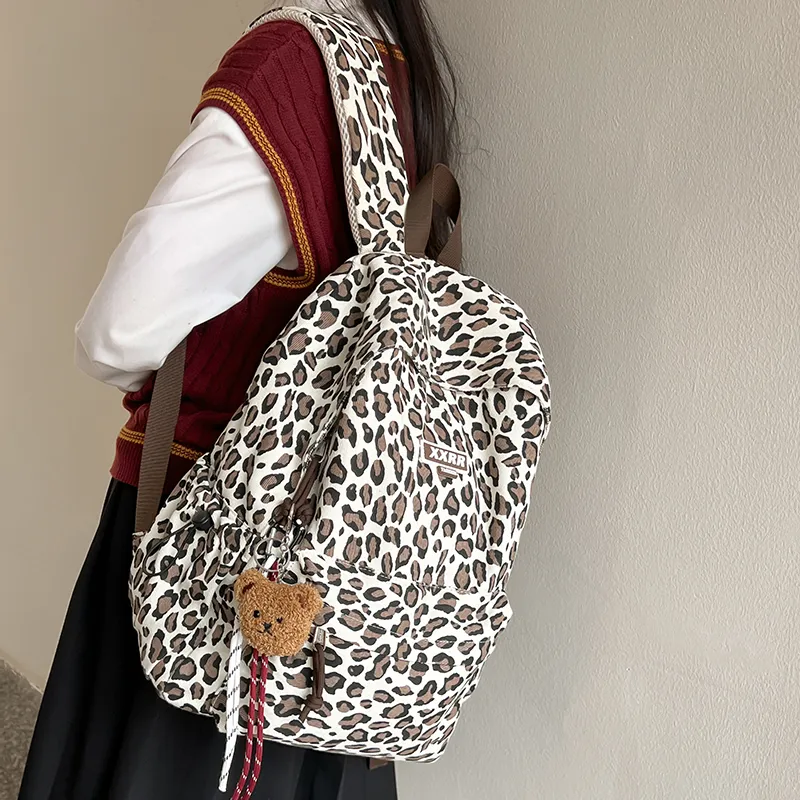 BAODIDAISHU Nylon Couple Backpack Men And Women's Regular Women's Brown/Beige-10