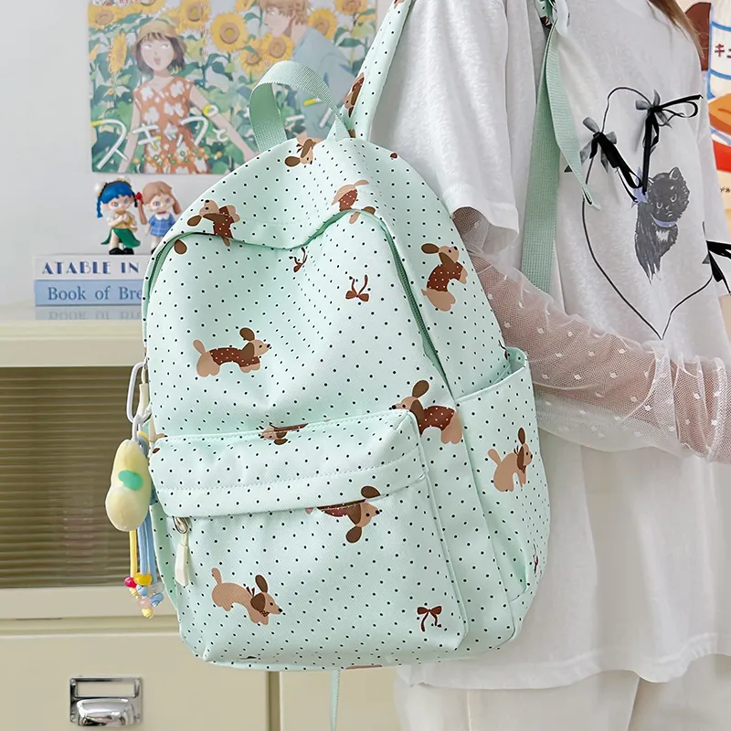 BAODIDAISHU Nylon Backpack Regular Women's Black/Purple/Green/Pink/Beige/Light Yellow-5