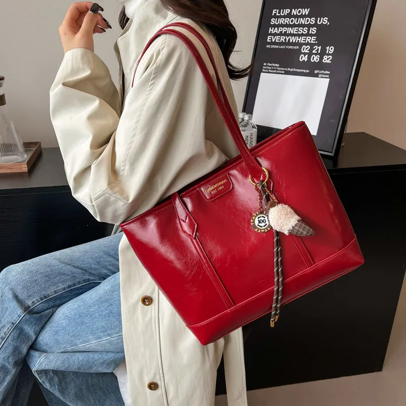 BAODIDAISHU PU Tote Bag Shopping Bag Shoulder Bags Women's Khaki Black/Red/Coffee-18