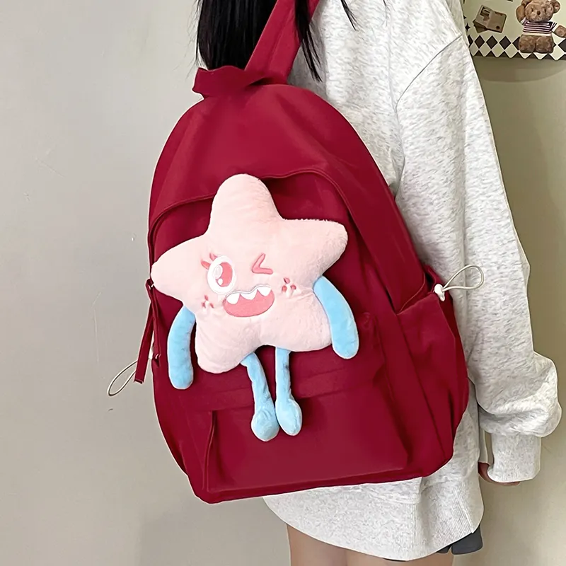 BAODIDAISHU Nylon Backpack Laptop Bag Backpack Regular Women's Black/Pink/Burgundy/Yellow-11