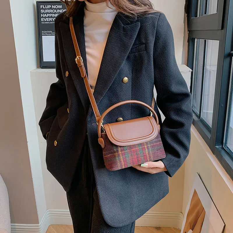BAODIDAISHU PU & Woolen Shoulder Bag, Crossbody Bag Regular Women's Red/Green/Blue-3