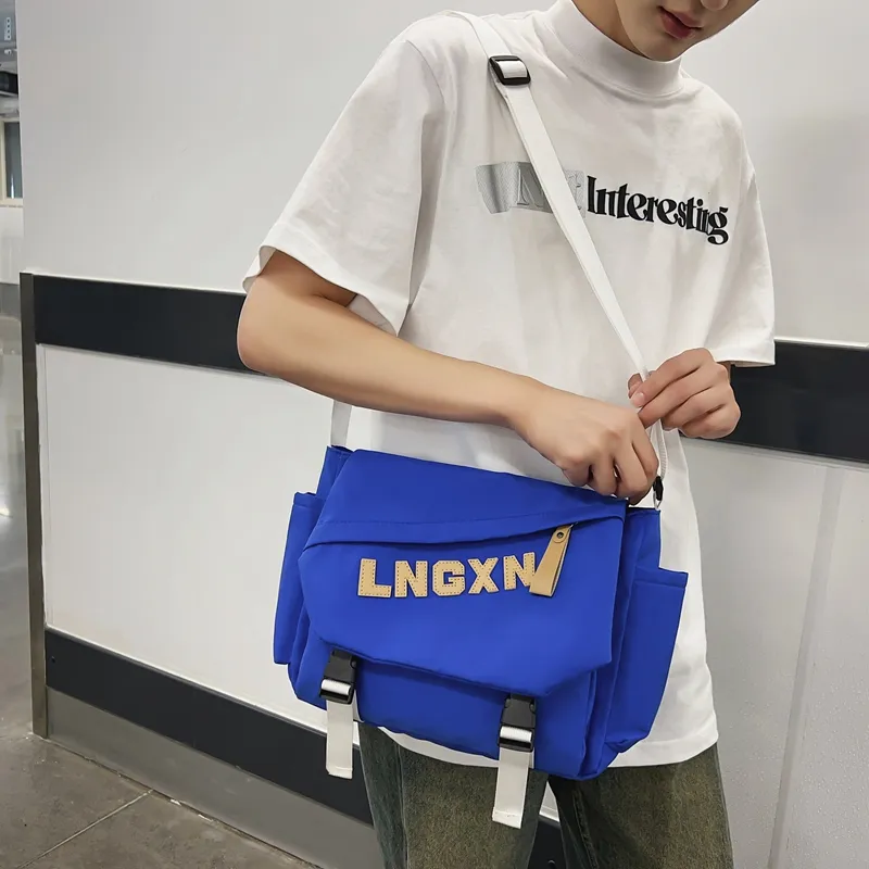 BAODIDAISHU Nylon Messenger Bag Crossbody Bags Regular Unisex White/Black/Blue-10