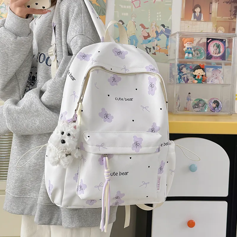 BAODIDAISHU Nylon Backpack Women's Pink/Blue/Purple/Black/Yellow/Green-11
