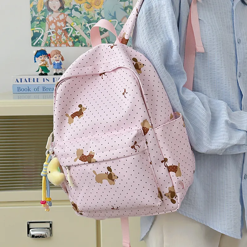 BAODIDAISHU Nylon Backpack Regular Women's Black/Purple/Green/Pink/Beige/Light Yellow-17
