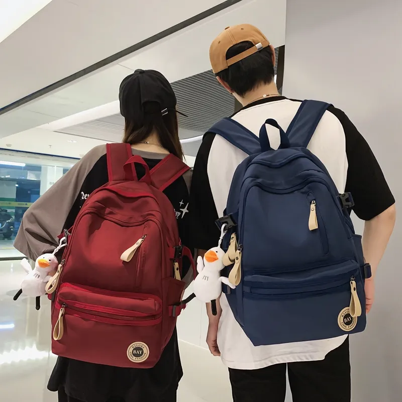 BAODIDAISHU Nylon Backpack Regular Unisex White/Black/Red/Blue-1