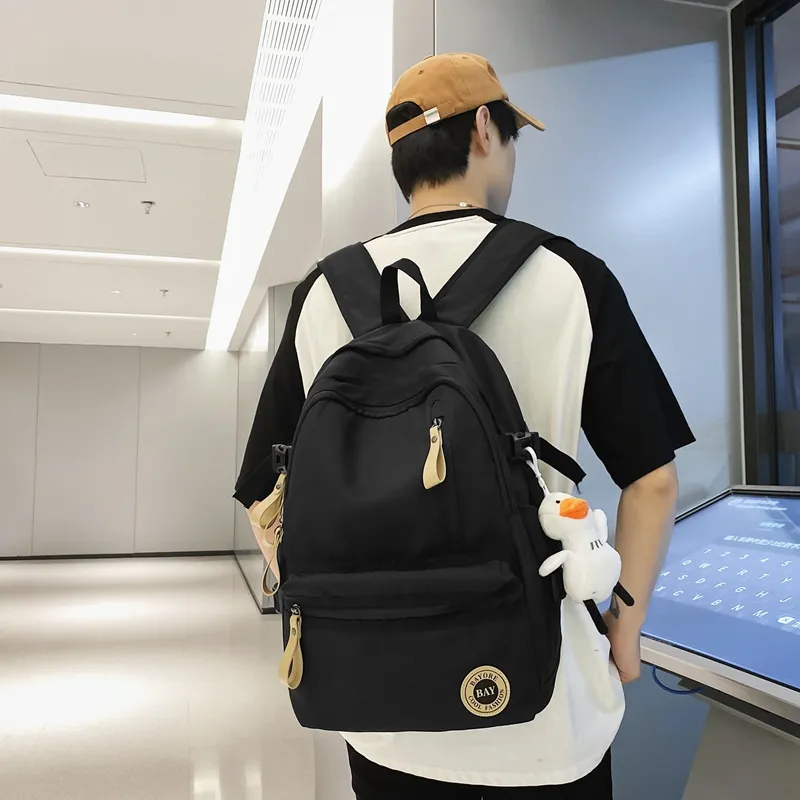 BAODIDAISHU Nylon Backpack Regular Unisex White/Black/Red/Blue-4