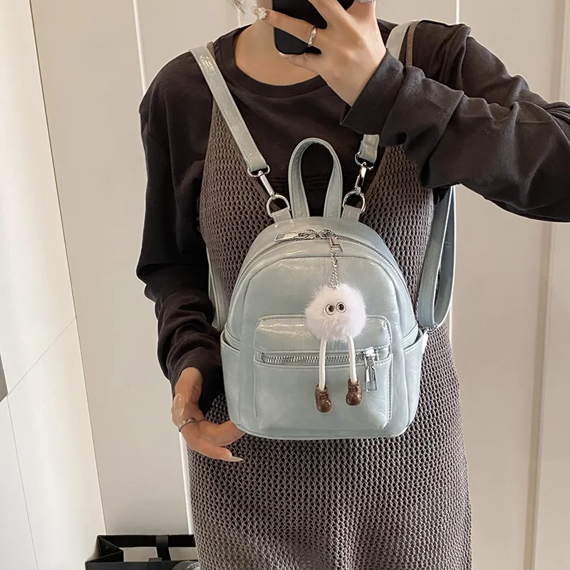 BAODIDAISHU PU Small Backpack Women's White/Light Gray/Black/Blue/Pink-22
