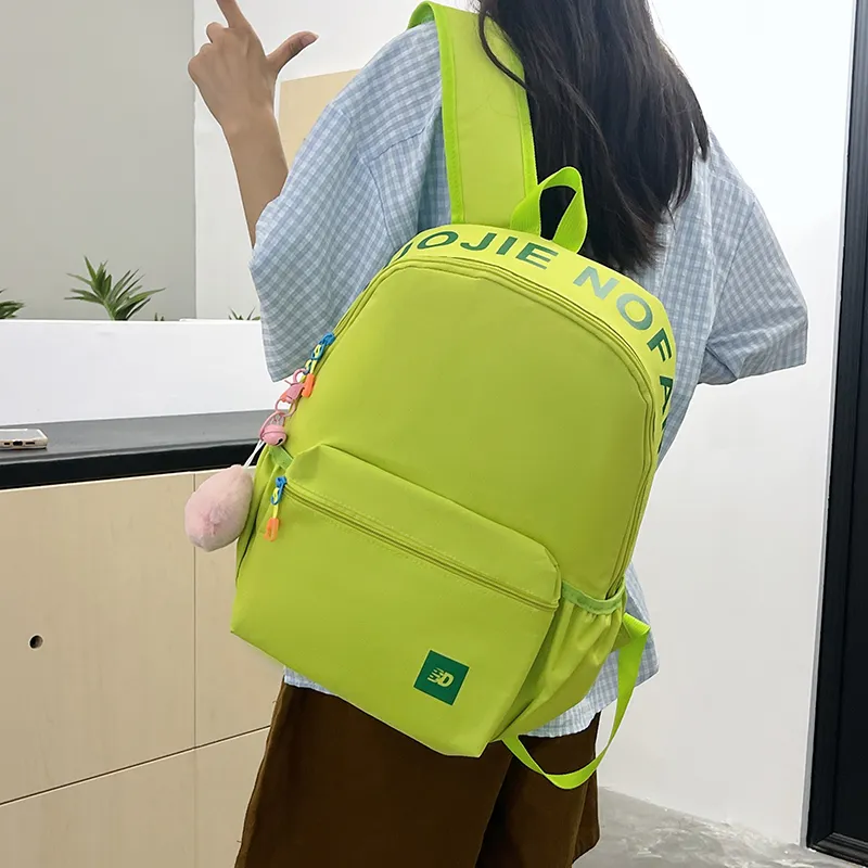 BAODIDAISHU Nylon Backpack Regular Unisex White/Pink/Yellow/Green/Blue-11