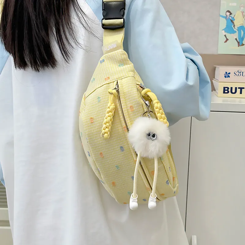 BAODIDAISHU Nylon Sling Bag Women's Yellow/Blue-5