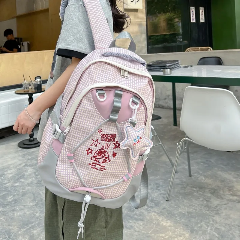 BAODIDAISHU Nylon Backpack Laptop Bag Backpack Regular Women's Purple/Yellow-4