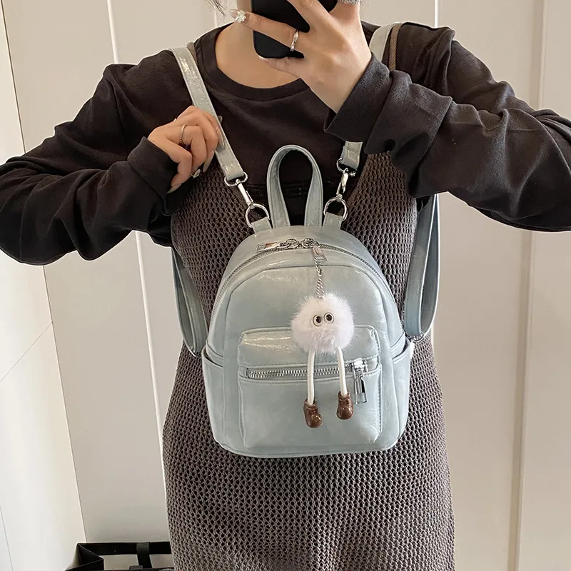 BAODIDAISHU PU Small Backpack Women's White/Light Gray/Black/Blue/Pink-21
