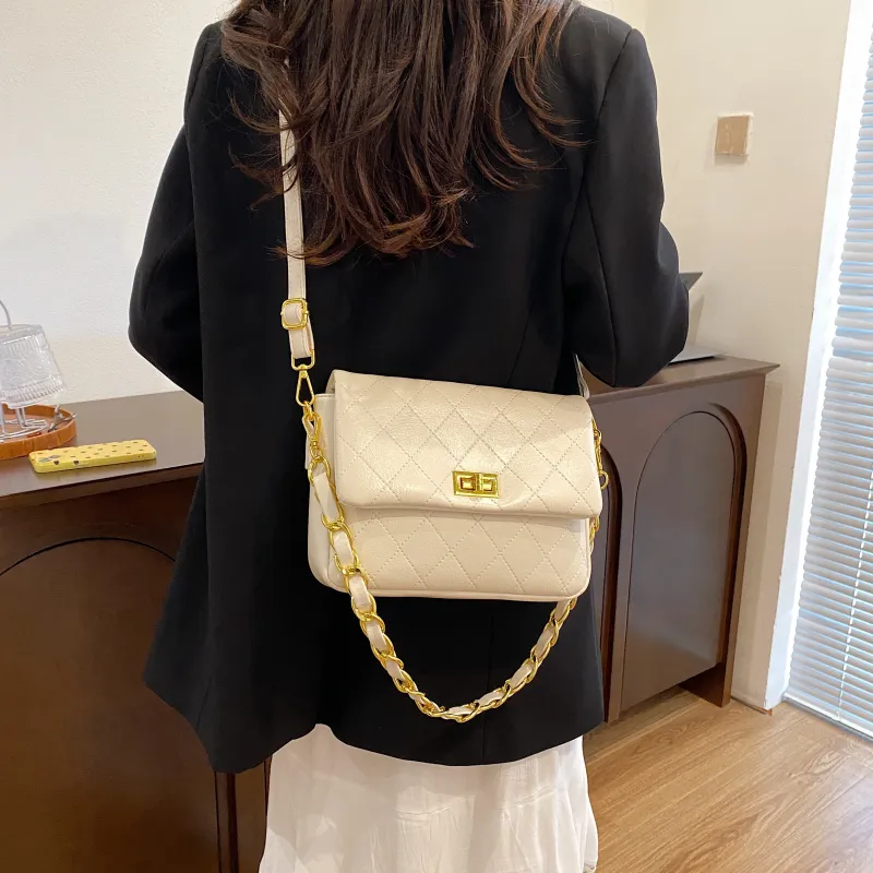 BAODIDAISHU PU Underarm Portable Crossbody Bag, Shoulder Bag Medium Size Women's Ecru/Black/Dark Brown-4