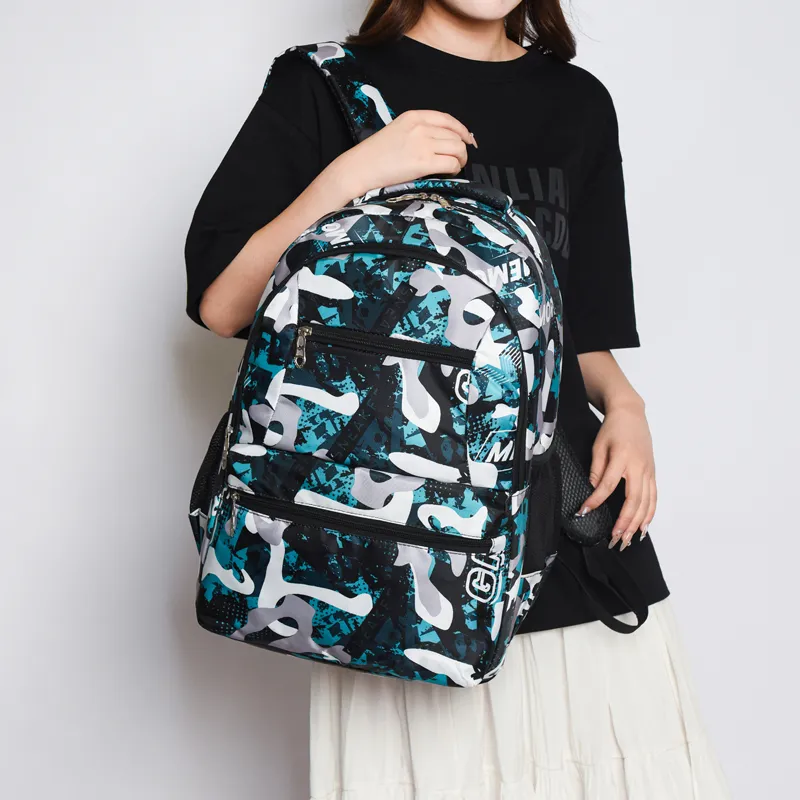 BAODIDAISHU Oxford Backpack Laptop Bag Backpack Unisex Black/Orange/Green/Blue-12