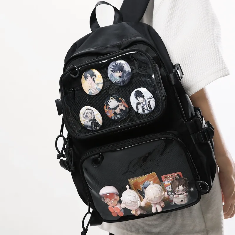 BAODIDAISHU Nylon Backpack Regular Unisex White/Black-4