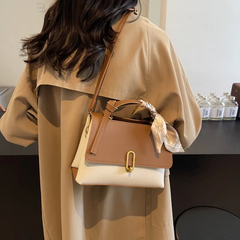 BAODIDAISHU PU Shoulder Bag Crossbody Bag Medium Size Women's Coffee & Khaki/White & Brown/Black/Coffee-1