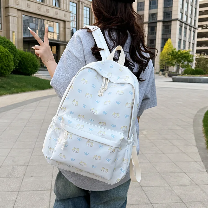 BAODIDAISHU Nylon Backpack Regular Women's White/blue/yellow/pink/black-1