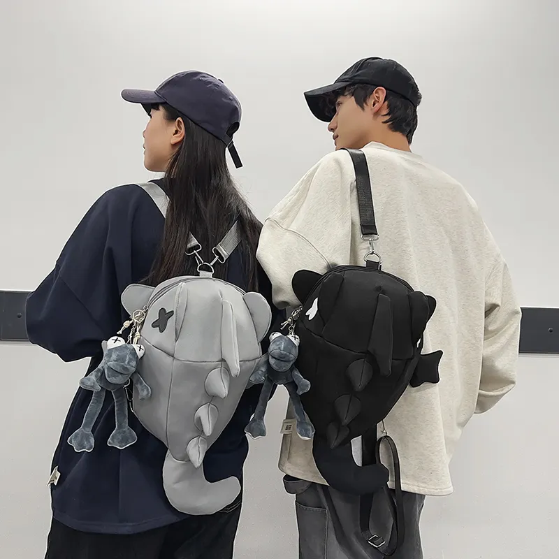 BAODIDAISHU Nylon Backpack Laptop Backpack Regular Unisex Gray/Black/White-21