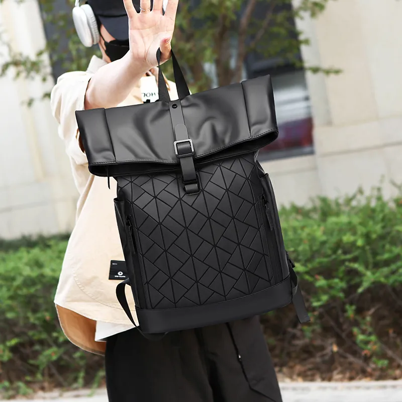 BAODIDAISHU Nylon Fabric Backpack Men's Black-15
