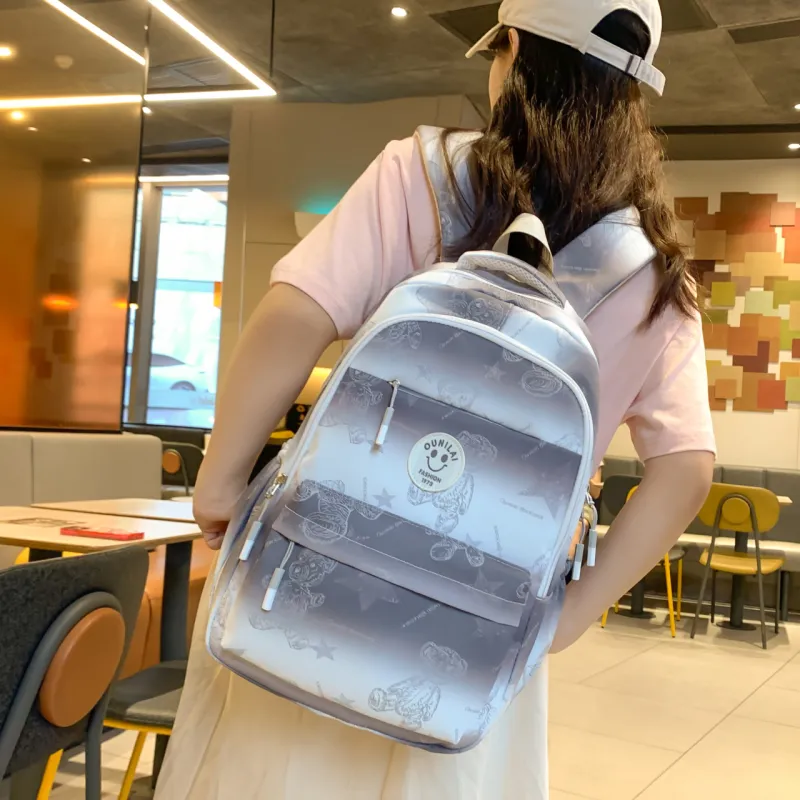 BAODIDAISHU Nylon Fabric Backpack And Laptop Bag Unisex Gray/Purple/Blue/Pink-2