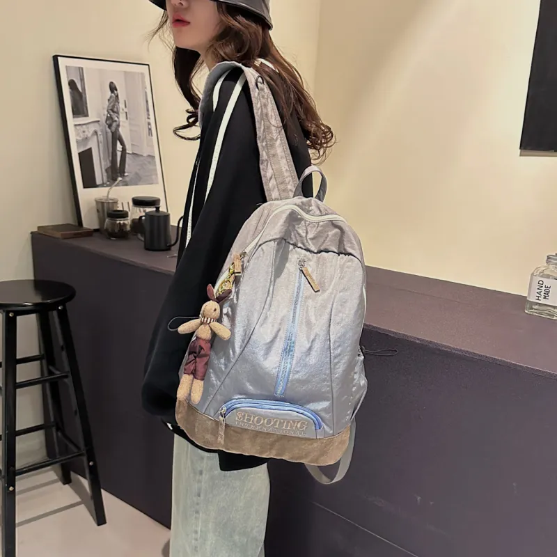 BAODIDAISHU Oxford Backpack Regular Unisex Gray/Emerald Green-3