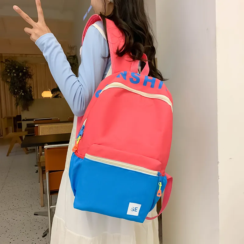 BAODIDAISHU Nylon Backpack Regular Women's Blue/Pink/Yellow/Red-3