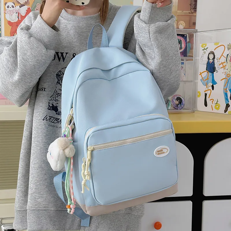 BAODIDAISHU Nylon Backpack Unisex Yellow/Black/Light Gray/Blue/Purple/Green-18