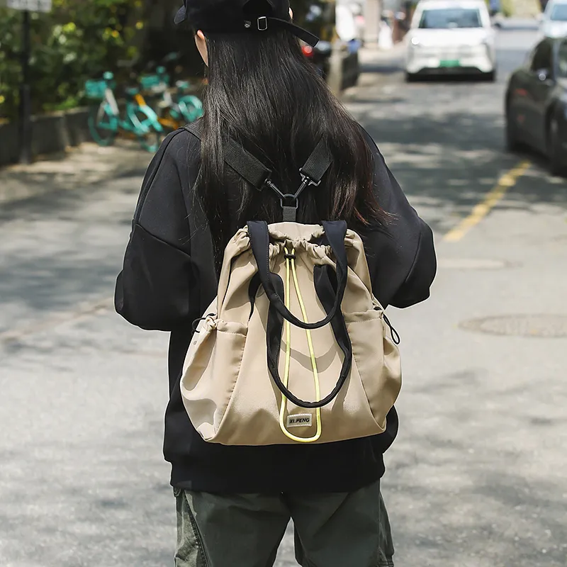 BAODIDAISHU Nylon Backpack Women's White/Silver/Black/Red/Yellow-22