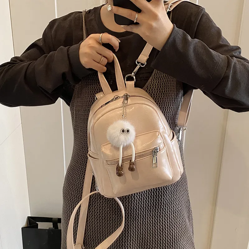 BAODIDAISHU PU Small Backpack Women's White/Light Gray/Black/Blue/Pink-31