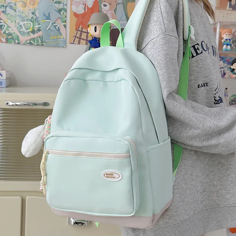 BAODIDAISHU Nylon Backpack Unisex Yellow/Black/Light Gray/Blue/Purple/Green-24
