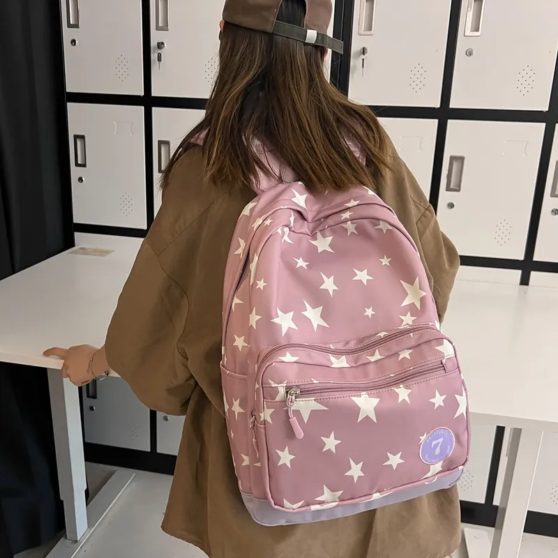 BAODIDAISHU Nylon Backpack Regular Women's Beige/Black/Blue/Pink-15