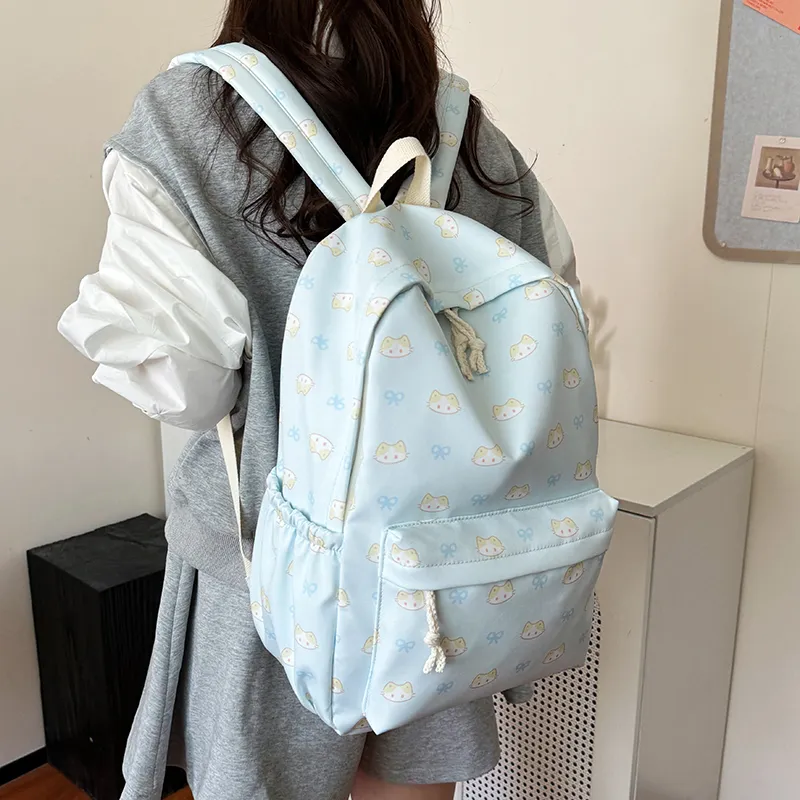 BAODIDAISHU Nylon Backpack Regular Women's White/blue/yellow/pink/black-9
