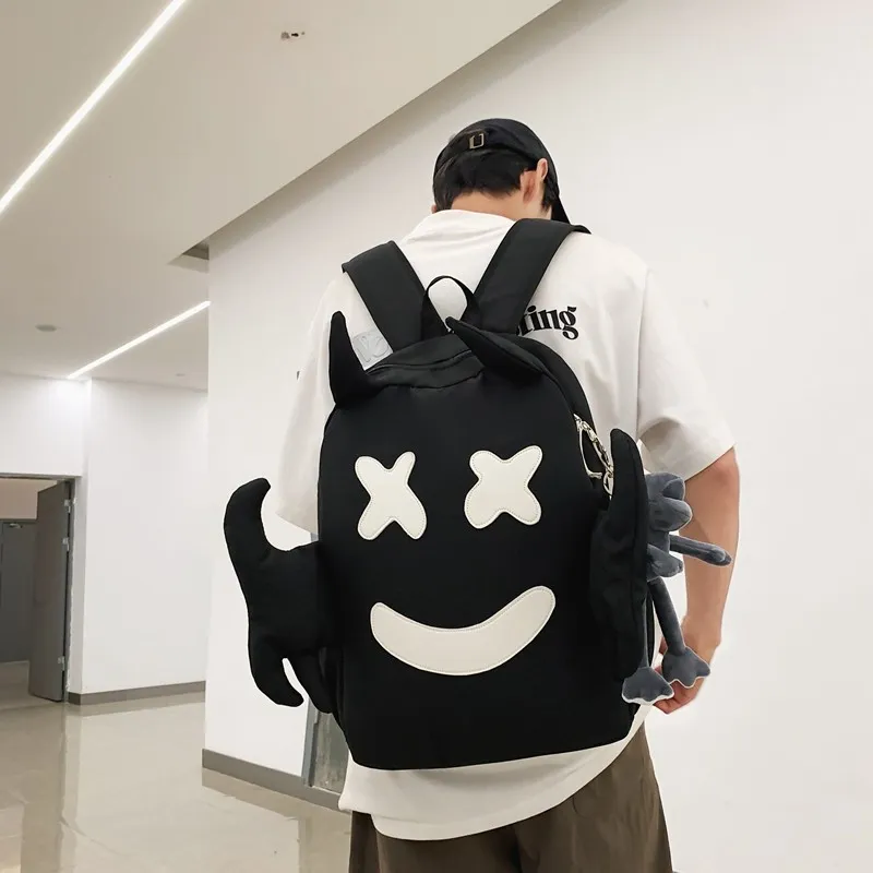 BAODIDAISHU Nylon Backpack Regular Unisex White/Black-5