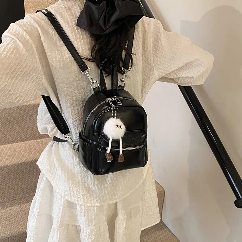 BAODIDAISHU PU Small Backpack Women's White/Light Gray/Black/Blue/Pink-15
