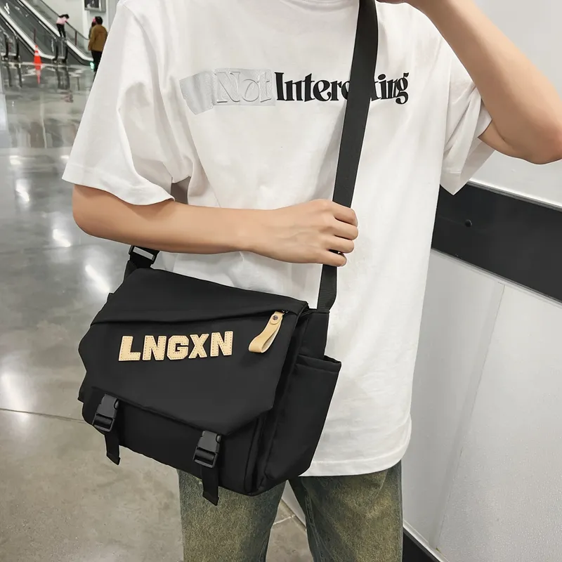 BAODIDAISHU Nylon Messenger Bag Crossbody Bags Regular Unisex White/Black/Blue-6
