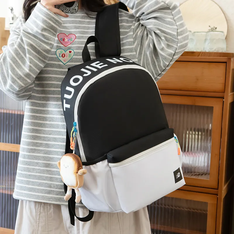 BAODIDAISHU Nylon Backpack Regular Unisex White/Pink/Yellow/Green/Blue-5