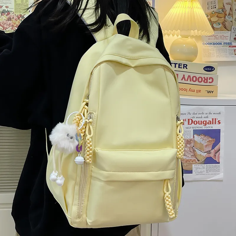 BAODIDAISHU Nylon Fabric Backpack Regular Unisex Burgundy/Black/White/Yellow/Violet-16